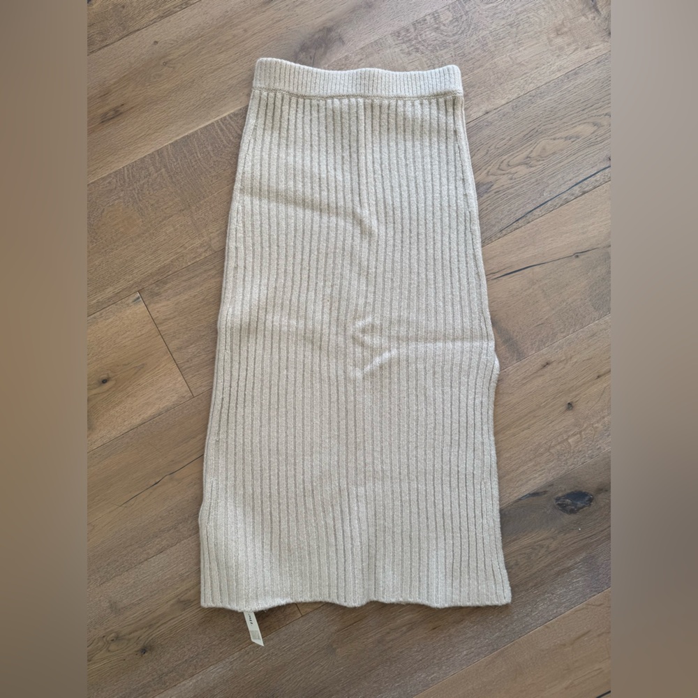 Altuzarra Cream Ribbed Midi Skirt